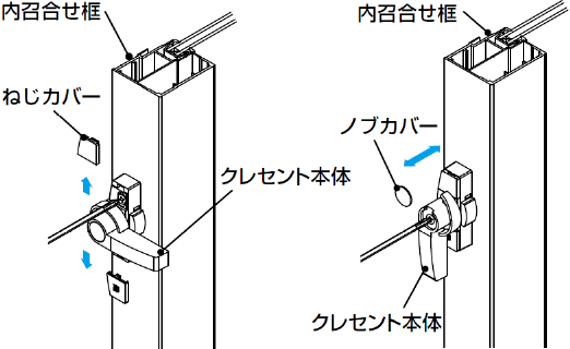 クレセントの調整 大型引手・サポートハンドルの場合（エピソードウッド）